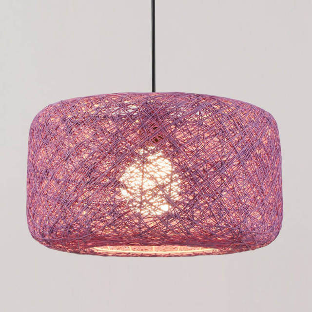 OOVOV Pendant Light Creative Bird Nest Pendant Lamps With Beige Rattan Lampshade 16&quot;D Natural Twine