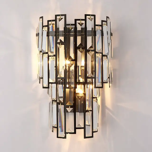 OOVOV Crystal Wall Light Modern Gold Wall Sconce Night Light Fixture for Room Lighting Bedroom Bedside Living Room Hallway 2*E14 Socket