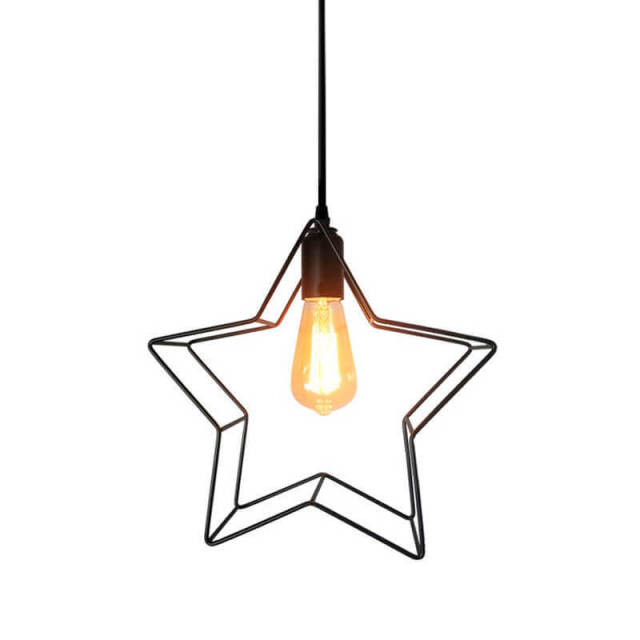 OOVOV 3-Lights Pendant Lighting Adjustable Pendant Hanging Light Fixtures with Metal Star Lampshade E27 Base for Kitchen Island Dining Room Hotel Sho