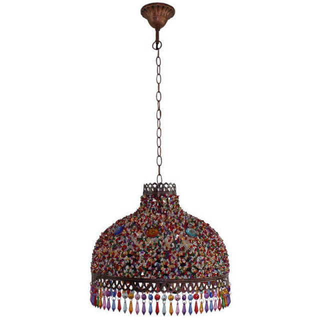 OOVOV Pendant Light-Bohemian Indoor Home Pendant Lamp With Acrylic Beading Lampshade Retro 3 Light Hanging Light Fixtures for Corridor Blacony Dining