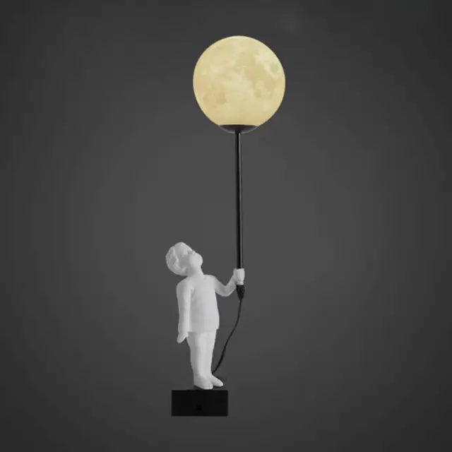 OOVOV Moon Lamp 3D Printed Moon Table Light Night Light for Kids Gift Creative Cartoon Planet Desk Lamp for Childrens Boy and Girl Living Room