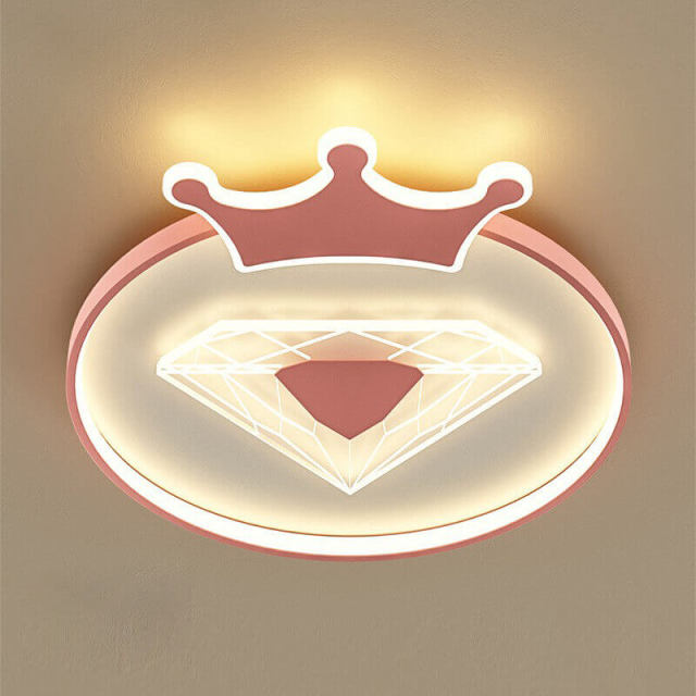 OOVOV Childrens Room Ceiling Light Fixture 6000k LED Creative Crown Ceiling Lights for Princess Room Baby Room Bedroom Cartoon Style