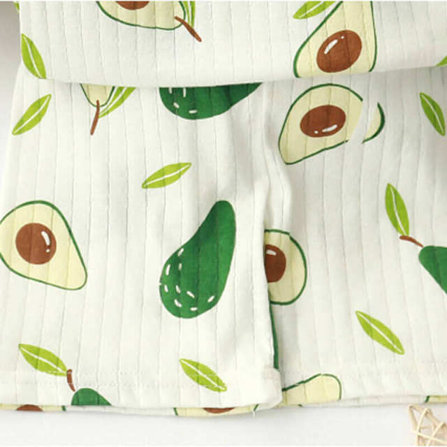 OOVOV Infants Baby Summer Short Sleeve Set,Boys and Girls Cotton Tops Shorts Clothes Outfit,Avocado Strawberry Printing
