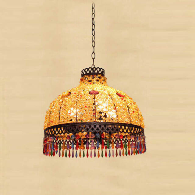 OOVOV Pendant Light-Bohemian Indoor Home Pendant Lamp With Acrylic Beading Lampshade Retro 3 Light Hanging Light Fixtures for Corridor Blacony Dining