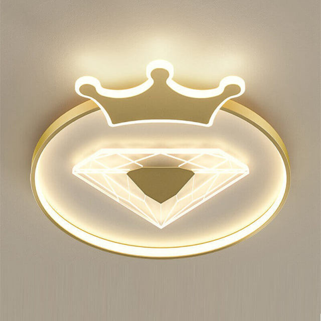 OOVOV Childrens Room Ceiling Light Fixture 6000k LED Creative Crown Ceiling Lights for Princess Room Baby Room Bedroom Cartoon Style