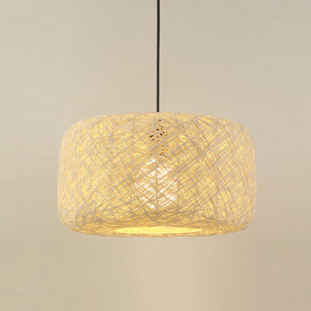 OOVOV Pendant Light Creative Bird Nest Pendant Lamps With Beige Rattan Lampshade 16&quot;D Natural Twine