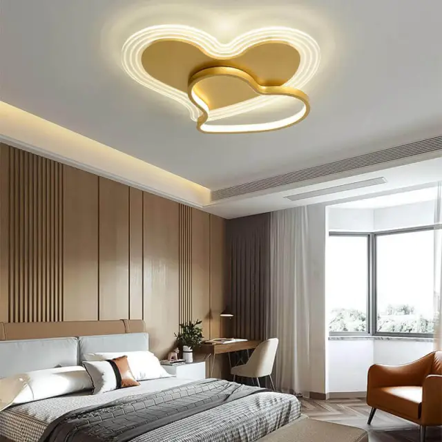 OOVOV Childrens Bedroom Ceiling Lamps Pink Heart Princess Room Baby Room Ceiling Lamp Fixtures Built-in 32W Light Source