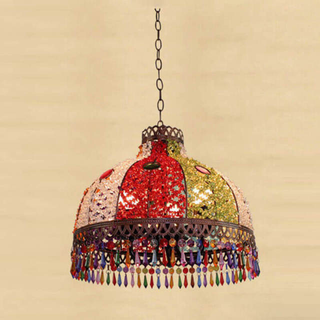 OOVOV Pendant Light-Bohemian Indoor Home Pendant Lamp With Acrylic Beading Lampshade Retro 3 Light Hanging Light Fixtures for Corridor Blacony Dining