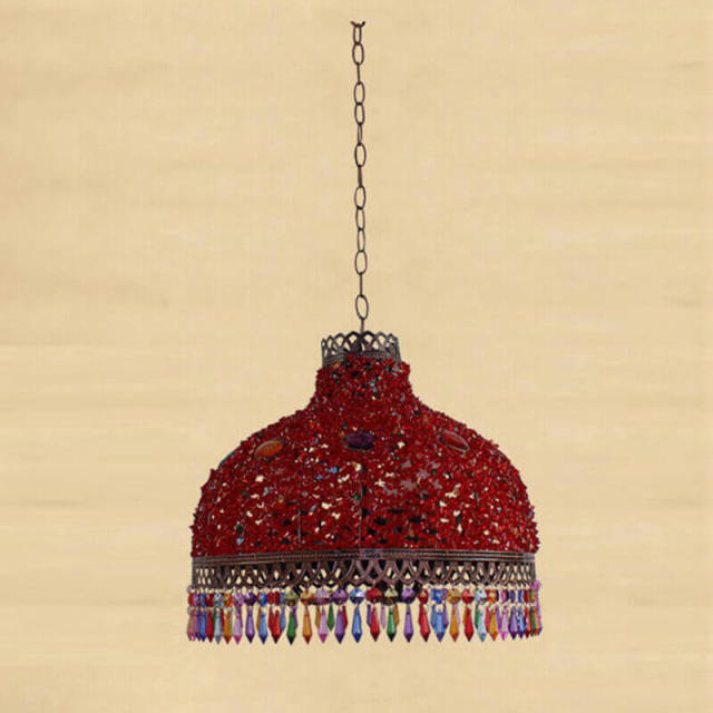 OOVOV Pendant Light-Bohemian Indoor Home Pendant Lamp With Acrylic Beading Lampshade Retro 3 Light Hanging Light Fixtures for Corridor Blacony Dining