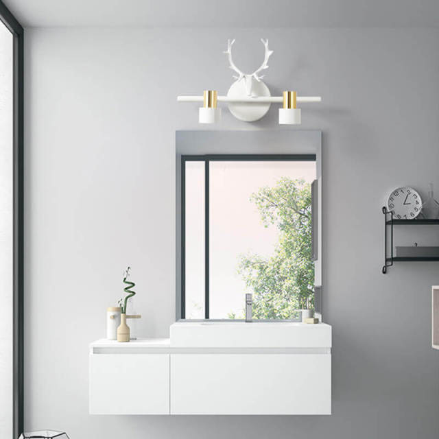 Bathroom Vanity Light Fixtures Antler Wall Sconce with 360° Adjustable Metal Shade