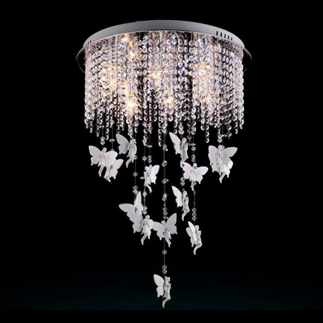 OOVOV Crystal Angel Ceiling Lamp Romantic Kids Room Ceiling Lighting Bedroom Study Room Baby Room Pendant Light Fixtures