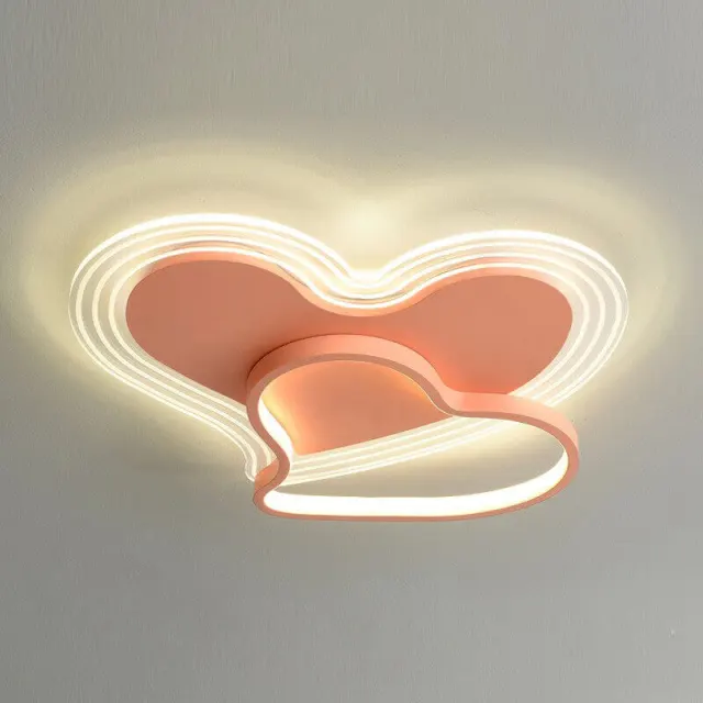 OOVOV Childrens Bedroom Ceiling Lamps Pink Heart Princess Room Baby Room Ceiling Lamp Fixtures Built-in 32W Light Source