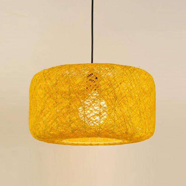 OOVOV Pendant Light Creative Bird Nest Pendant Lamps With Beige Rattan Lampshade 16&quot;D Natural Twine