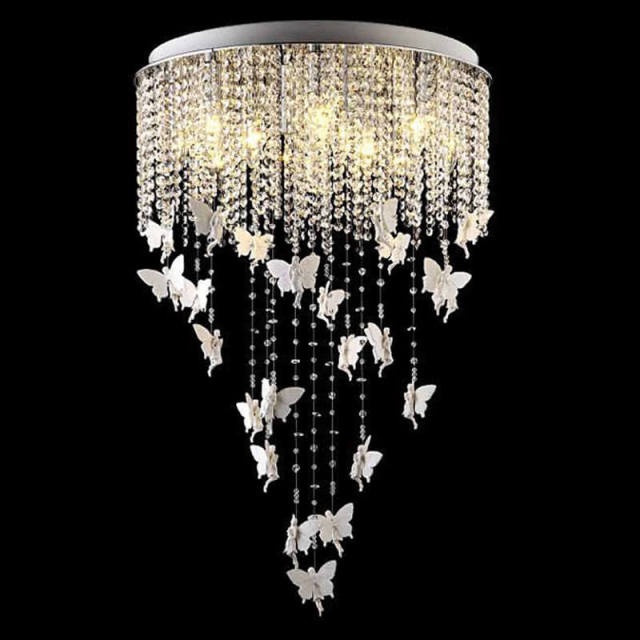 OOVOV Crystal Angel Ceiling Lamp Romantic Kids Room Ceiling Lighting Bedroom Study Room Baby Room Pendant Light Fixtures