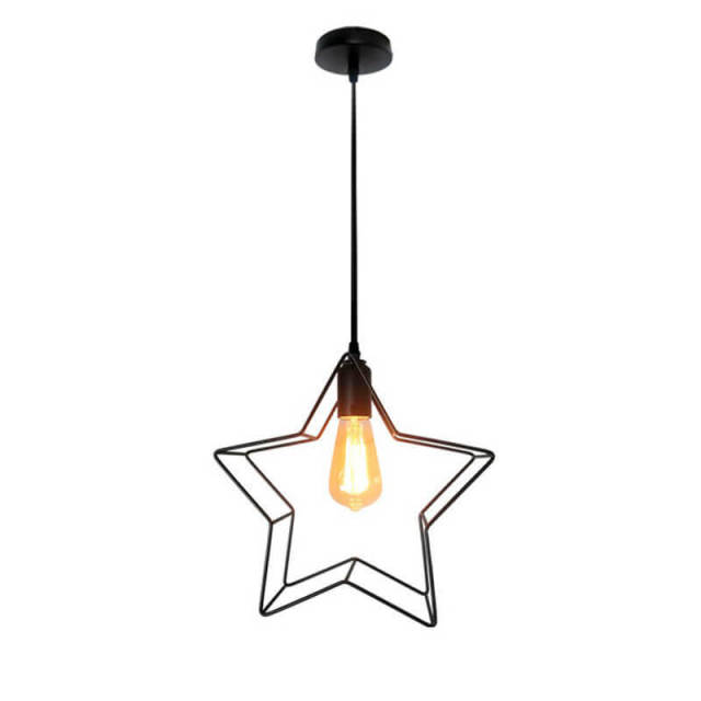 OOVOV 3-Lights Pendant Lighting Adjustable Pendant Hanging Light Fixtures with Metal Star Lampshade E27 Base for Kitchen Island Dining Room Hotel Sho