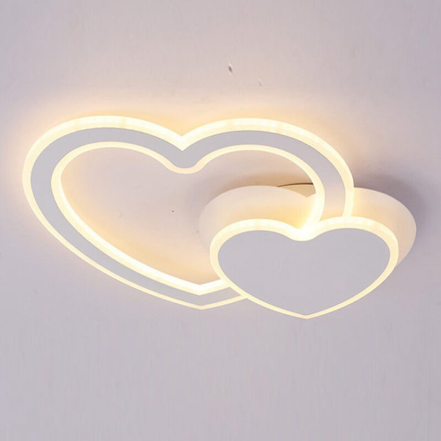 OOVOV Pink Heart Ceiling Lamp Creative Metal Ceiling Lights Fixture For Kids Room Princess Room L48cm With 58W LED Light Sources