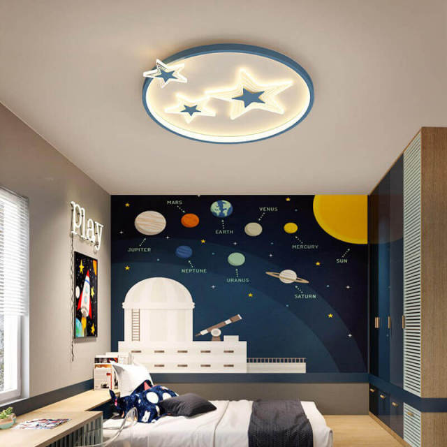 OOVOV Cartoon Star Child Ceiling Lights 16 inch Creative Ceiling Lamp Include 25W LED Light Sources for Baby Room Kids Bedroom Ceiling Light