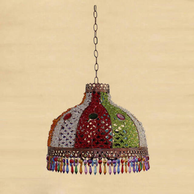 OOVOV Pendant Light-Bohemian Indoor Home Pendant Lamp With Acrylic Beading Lampshade Retro 3 Light Hanging Light Fixtures for Corridor Blacony Dining