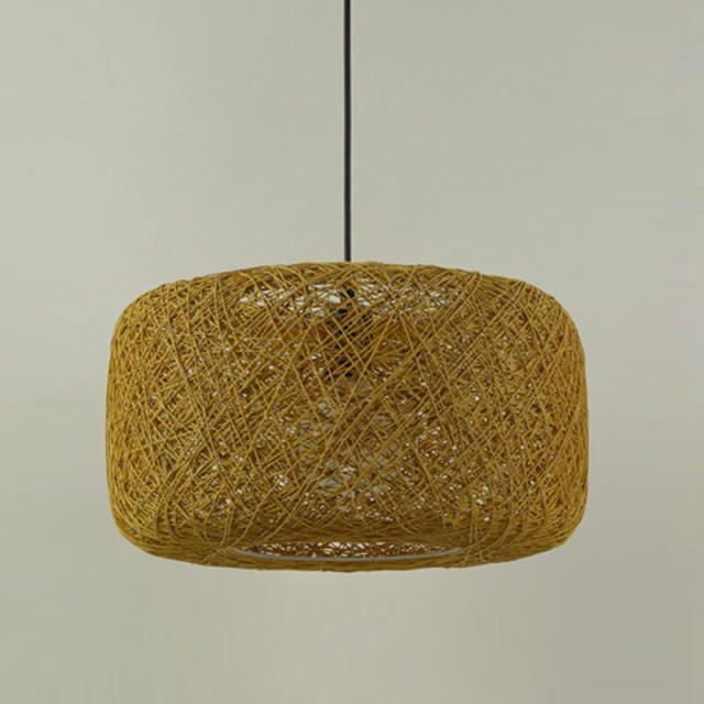 OOVOV Pendant Light Creative Bird Nest Pendant Lamps With Beige Rattan Lampshade 16&quot;D Natural Twine