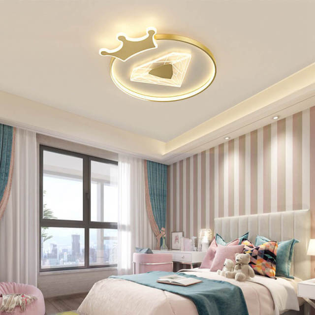 OOVOV Childrens Room Ceiling Light Fixture 6000k LED Creative Crown Ceiling Lights for Princess Room Baby Room Bedroom Cartoon Style