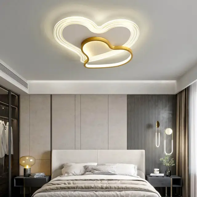 OOVOV Childrens Bedroom Ceiling Lamps Pink Heart Princess Room Baby Room Ceiling Lamp Fixtures Built-in 32W Light Source