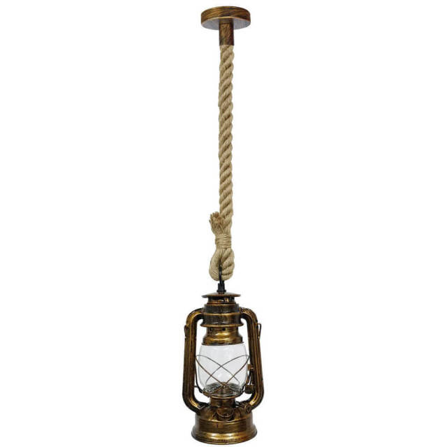 Kerosene Pendant Lights with Glass Lampshade Industrial style Glass Hemp rope Pendant Lamp