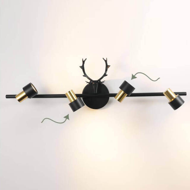 Bathroom Vanity Light Fixtures Antler Wall Sconce with 360° Adjustable Metal Shade