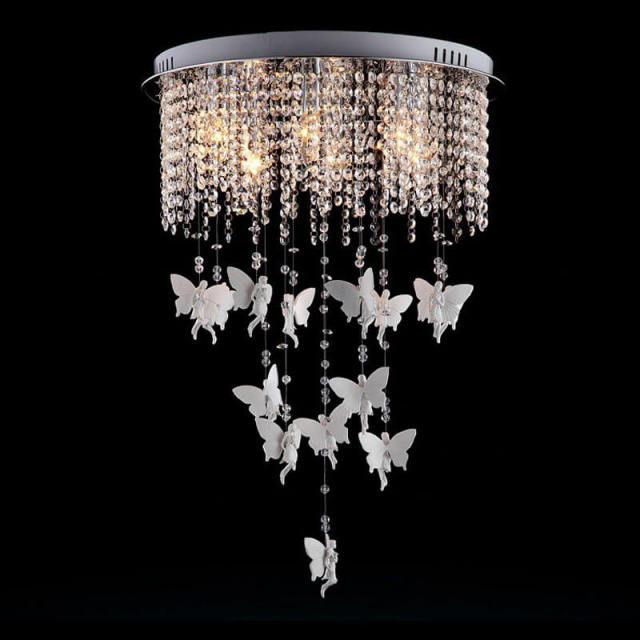 OOVOV Crystal Angel Ceiling Lamp Romantic Kids Room Ceiling Lighting Bedroom Study Room Baby Room Pendant Light Fixtures