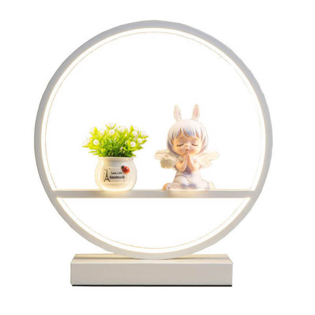 OOVOV LED Desk Lamp Eye-Caring Metal Round Table Lamp 3 Brightness Levels One-Button Operation Button Control Desk Light for for Kids Bedroom Gir