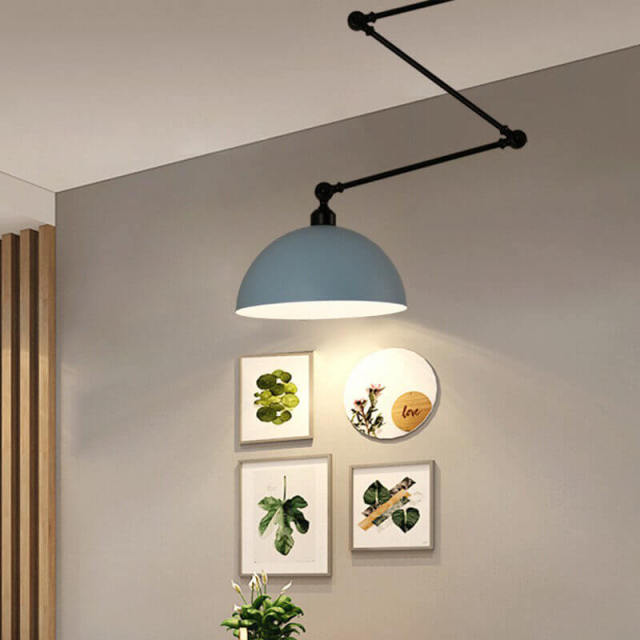 OOVOV Folding Telescopic Pendant Lamp Nordic Simple Macaron Long Arm Ceiling Lamp Restaurant Bar Bedroom Bed Adjustable Chandelier D30cm