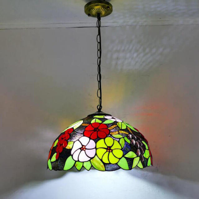 OOVOV Tiffany Hanging Lighting - Stained Glass Lampshade Ceiling Pendant Light For Restaurant Kitchen Cafe Bar Balcony
