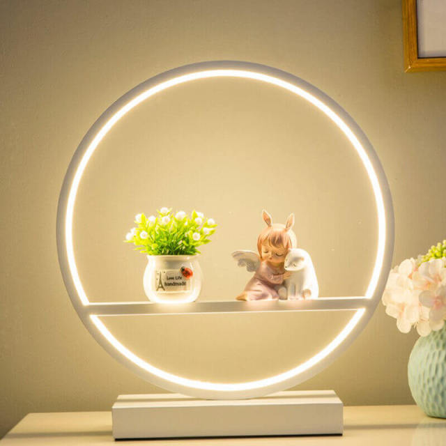 OOVOV LED Desk Lamp Eye-Caring Metal Round Table Lamp 3 Brightness Levels One-Button Operation Button Control Desk Light for for Kids Bedroom Gir