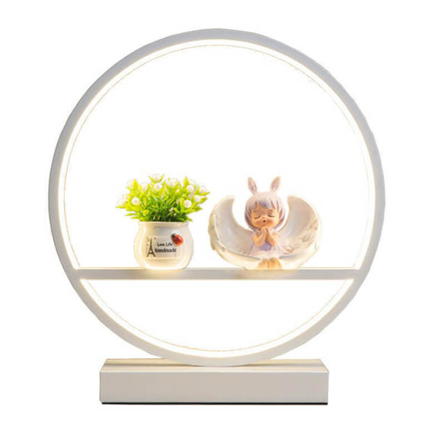 OOVOV LED Desk Lamp Eye-Caring Metal Round Table Lamp 3 Brightness Levels One-Button Operation Button Control Desk Light for for Kids Bedroom Gir