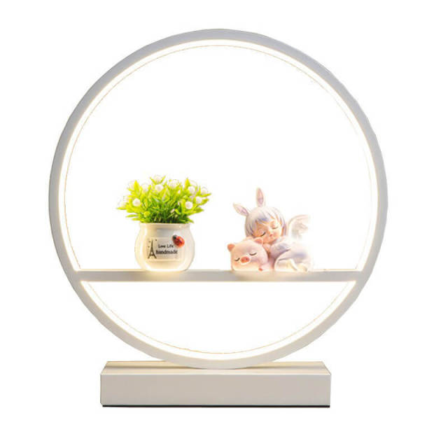 OOVOV LED Desk Lamp Eye-Caring Metal Round Table Lamp 3 Brightness Levels One-Button Operation Button Control Desk Light for for Kids Bedroom Gir