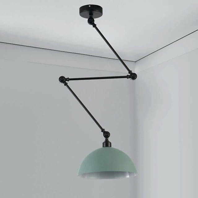 OOVOV Folding Telescopic Pendant Lamp Nordic Simple Macaron Long Arm Ceiling Lamp Restaurant Bar Bedroom Bed Adjustable Chandelier D30cm
