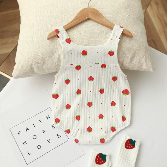 OOVOV Summer Sling One-piece Suit For Baby Boy And Girl,Knitted Cotton Triangle Climbing Infants Toddlers Clothes Ropper Jumpsuit