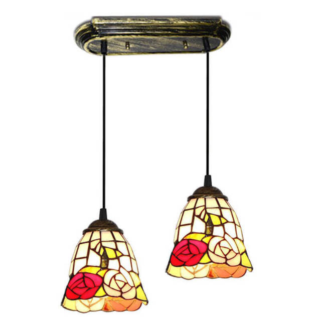 OOVOV Tiffany Pendant Lights Pendant Light With Stained Glass Shade Chandelier Ceiling Fixture Dining Living Room Bedroom Study Office Coffee Bar Hall