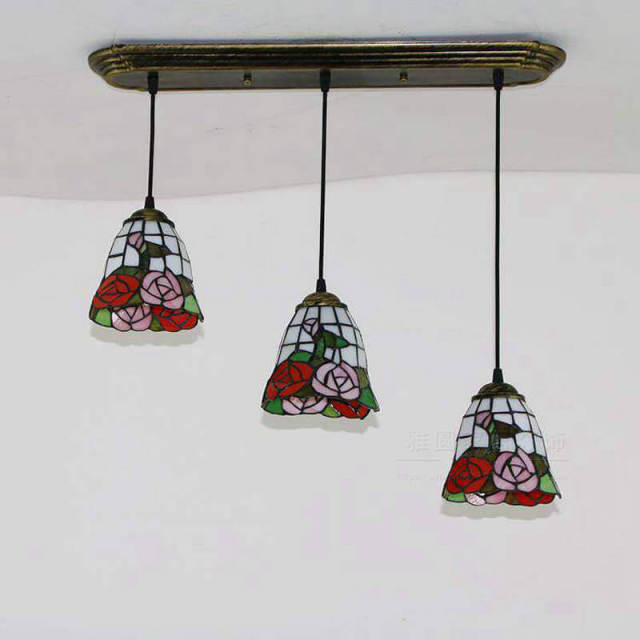 OOVOV Tiffany Pendant Lights Pendant Light With Stained Glass Shade Chandelier Ceiling Fixture Dining Living Room Bedroom Study Office Coffee Bar Hall