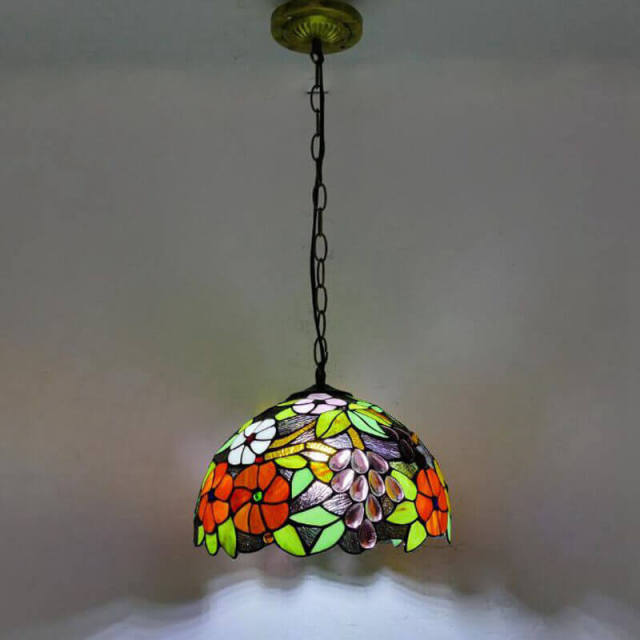 OOVOV Tiffany Hanging Lighting - Stained Glass Lampshade Ceiling Pendant Light For Restaurant Kitchen Cafe Bar Balcony
