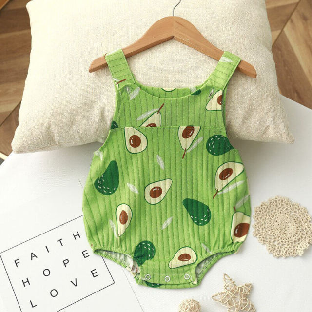 OOVOV Summer Sling One-piece Suit For Baby Boy And Girl,Knitted Cotton Triangle Climbing Infants Toddlers Clothes Ropper Jumpsuit