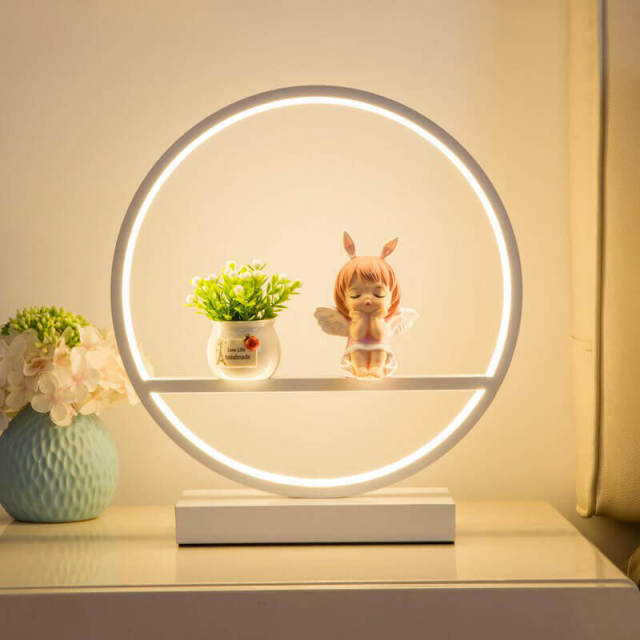 OOVOV LED Desk Lamp Eye-Caring Metal Round Table Lamp 3 Brightness Levels One-Button Operation Button Control Desk Light for for Kids Bedroom Gir