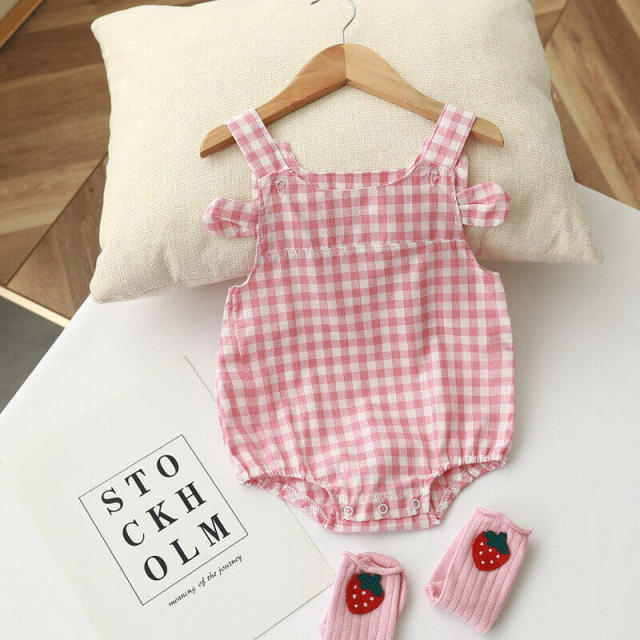 OOVOV Summer Sling One-piece Suit For Baby Boy And Girl,Knitted Cotton Triangle Climbing Infants Toddlers Clothes Ropper Jumpsuit