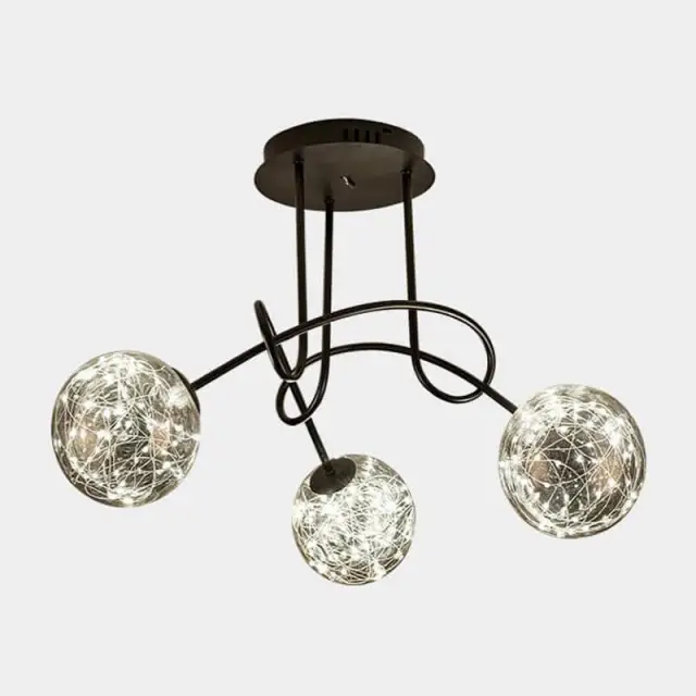 OOVOV 5 Lights Semi Flush Mount Ceiling Light Ceiling Light Fixture with Oil Rubbed Black Finish Grey Glass Lampshade for Dining Room Living Room B