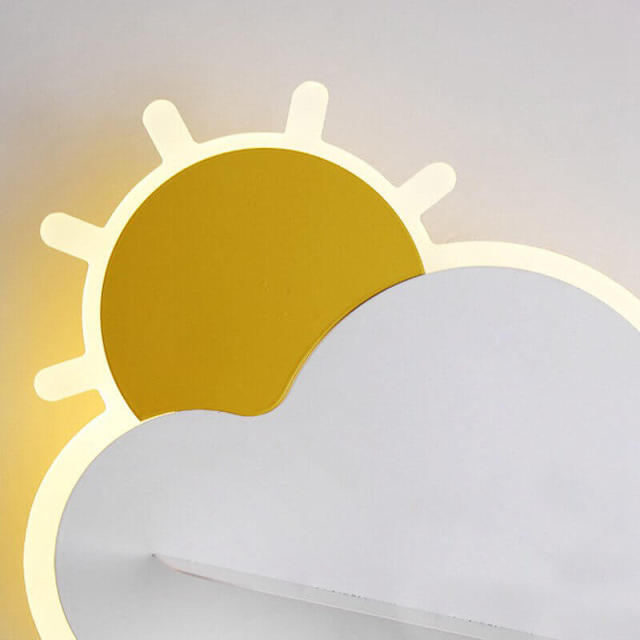 OOVOV LED Wall Night Lamp for Kids 15W LED Cloud Wall Sconce Fixture with Shelf for Children Girls Boys Bedroom Decoration Pull Switch