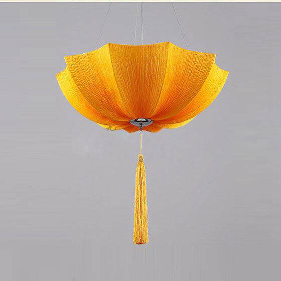 Chinese Fabric Restaurant Pendant Lights Tassels Sea Fabric Solid Lantern Dining Room Ceiling Pendant Lighting Fixtures Study Room Chandelier