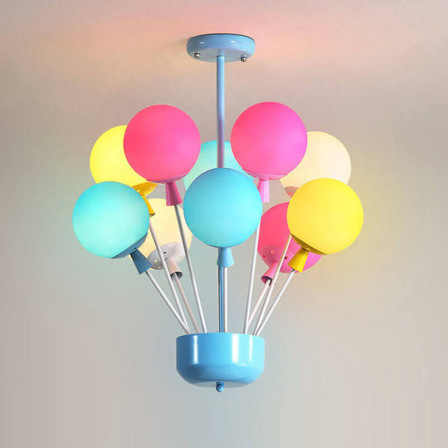 OOVOV Childrens Room Chandelier 6 Lights Cartoon Color Balloons Bedroom Ceiling Lighting Fixture for Baby Room Nursery Decorative Lamp