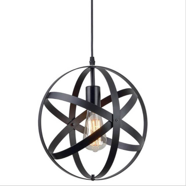 OOVOV Industrial Pendant Light 12 Inch Foldable Globe Retro Pendant Light Fixture with Adjustable Cord For Kitchen Bar Cafe Balcony
