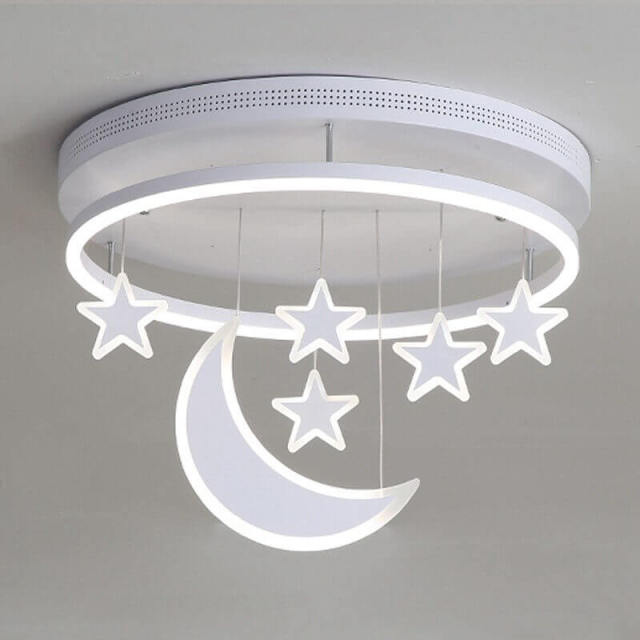 OOVOV Childrens Ceiling Pendant Lights Cartoon Star Moon Ceiling Lighting Chandelier for Kids Room Bedroom Boy Girl Room With LED light source