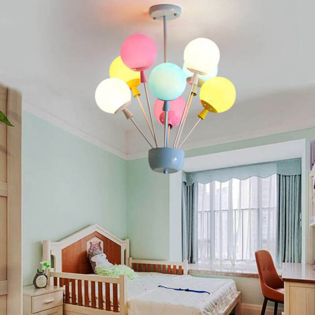 OOVOV Childrens Room Chandelier 6 Lights Cartoon Color Balloons Bedroom Ceiling Lighting Fixture for Baby Room Nursery Decorative Lamp