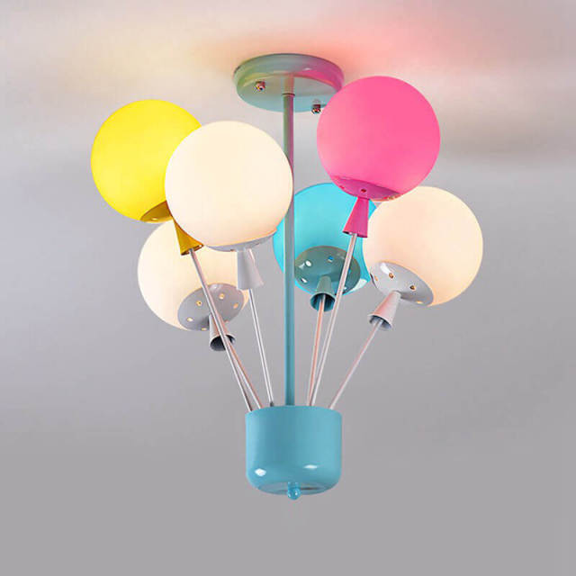 OOVOV Childrens Room Chandelier 6 Lights Cartoon Color Balloons Bedroom Ceiling Lighting Fixture for Baby Room Nursery Decorative Lamp